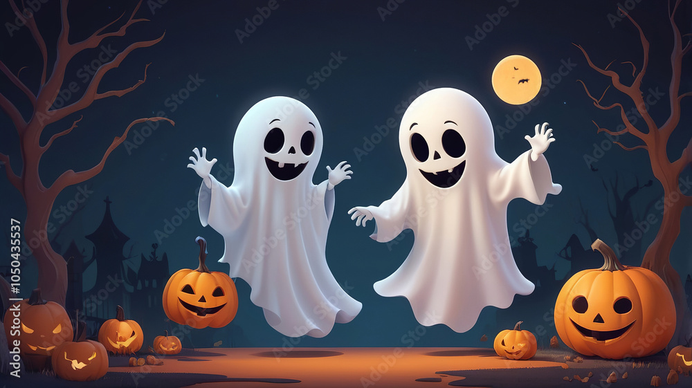 Playful Ghosts Celebrate Halloween Joyfully