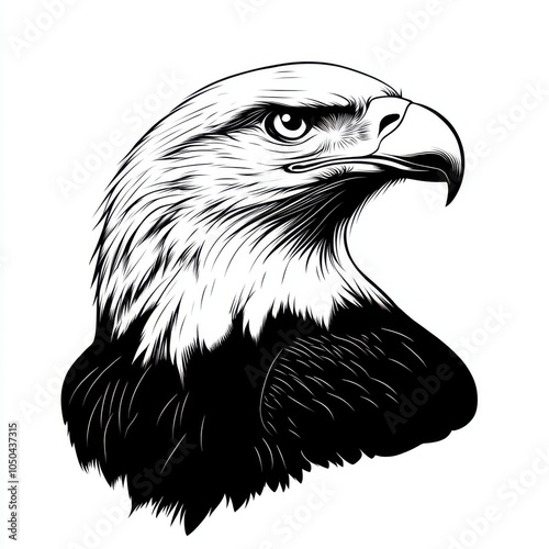 Silhouette vector illustration of an eagle, on white background, 2d flat illustration, perfect for patriotic designs, sports team logos, and outdoor adventure branding. photo