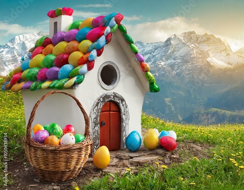 Wallpaper Mural easter eggs in a basket Torontodigital.ca