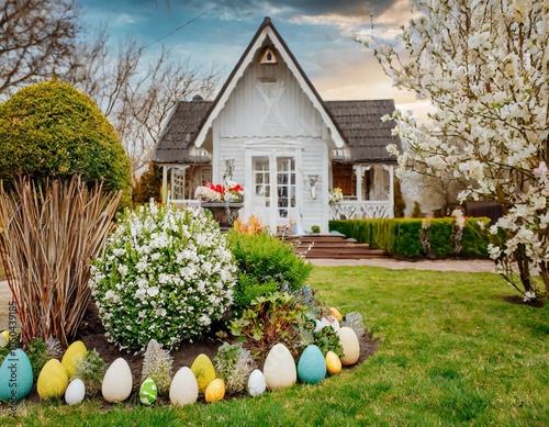 Wallpaper Mural house with flowers adn easter decoration Torontodigital.ca