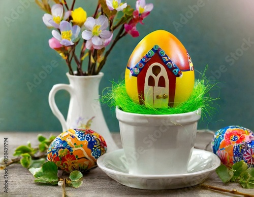 Wallpaper Mural easter eggs and flowers Torontodigital.ca