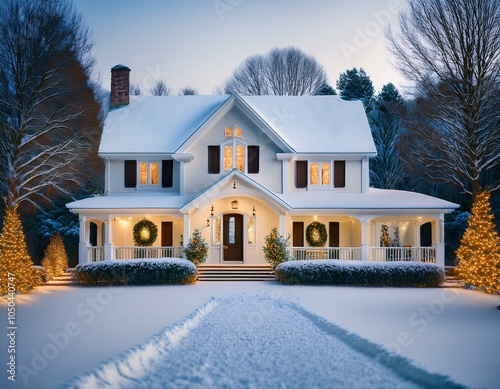 Wallpaper Mural house in winter at christmas time Torontodigital.ca