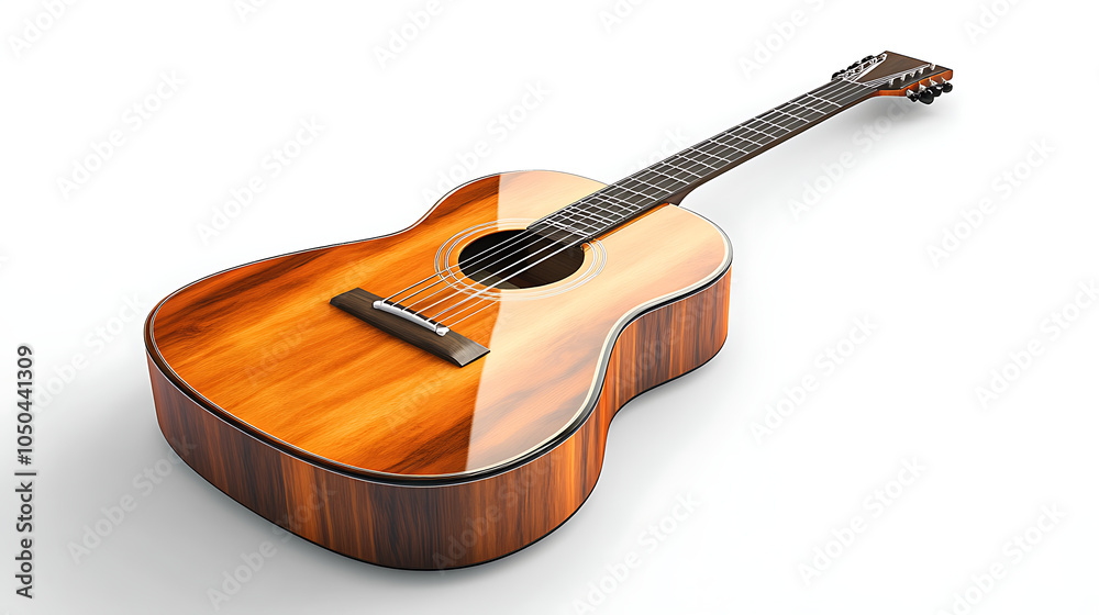 Fototapeta premium 3D acoustic guitar with isolated white background