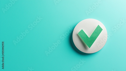 Distintivo circular com marca de verificação verde para sucesso e aprovação com espaço para texto