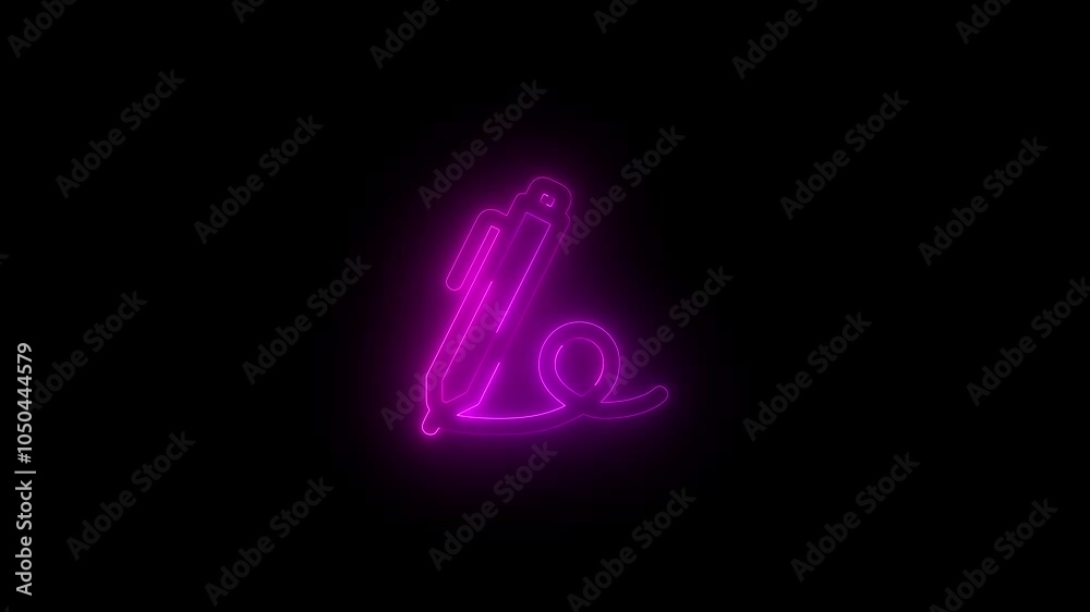 Neon education icon glowing black background animation Neon education icon glowing black background animation