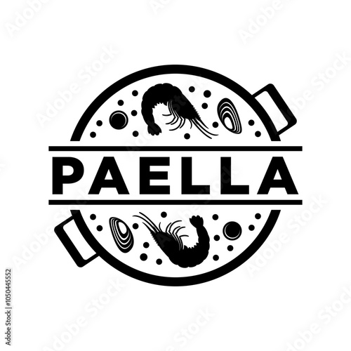 Delicious paella logo vector black and white
