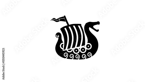 Viking ship Sweden, black isolated silhouette