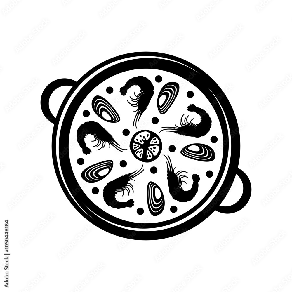 Paella logo icon vector illustration template black and white Paella logo icon vector illustration template black and white