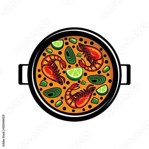 Delicious paella logo vector illustration template