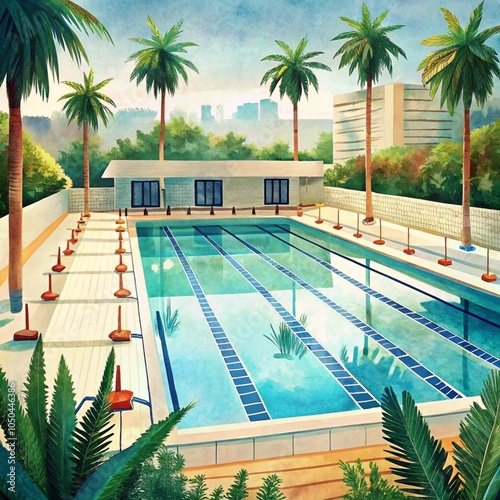 swimming pool with trees