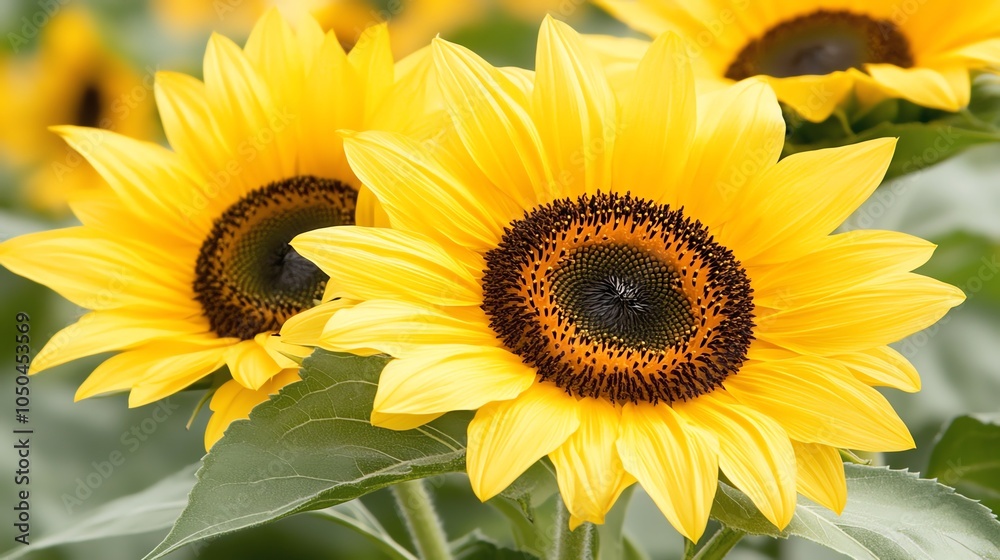 Obraz premium Bright sunflowers in bloom on a sunny day, showcasing vibrant yellow petals.