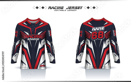 Long sleeve Motocross jersey design, soccer jersey, basketball, football, cricket, racing, gaming, hockey, handball, cycling latest jersey for sublimation sports design