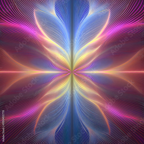 Texture: Abstract image with repeating lines creating a symmetrical pattern of shapes and light. Version 2