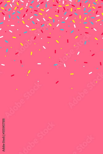 Colorful sprinkles banner background, colorful falling decorative sprinkles background
