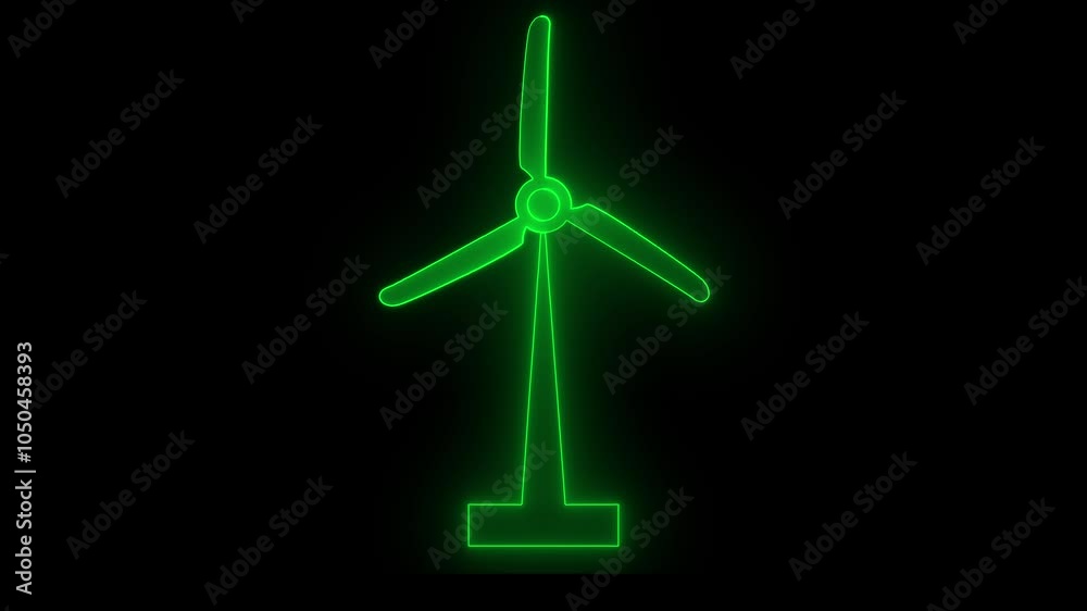 Animated flat ecology icon. symbol of wind power plant. Blades are spinning. Concept of renewable energy, black technology, ecology, black energy, wind Animated flat ecology icon. symbol of wind power plant. Blades are spinning. Concept of renewable energy, black technology, ecology, black energy, wind
