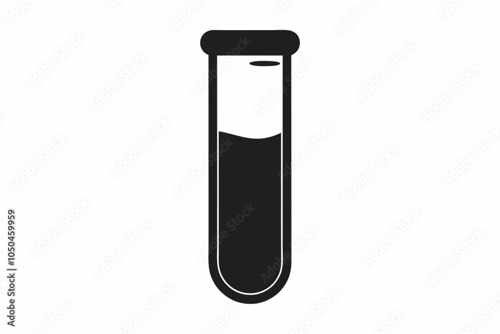 Chemical glass tube vector icon, Chemical flask silhouette, Science icon
