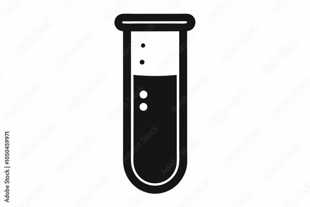 Chemical glass tube vector icon, Chemical flask silhouette, Science icon Chemical glass tube vector icon, Chemical flask silhouette, Science icon