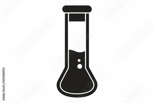Chemical glass tube vector icon, Chemical flask silhouette, Science icon