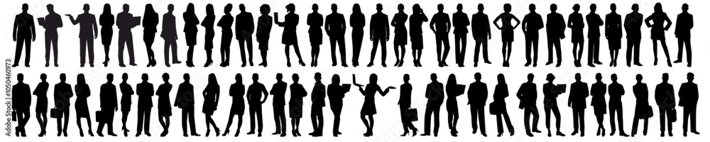 set of business people silhouette set of business people silhouette