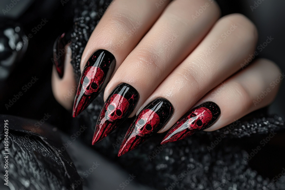 custom made wallpaper toronto digitalGothic nails featuring blood red dripping paint and skull designs create striking and edgy look. This unique nail art combines dark aesthetics with intricate details, perfect for those who love bold