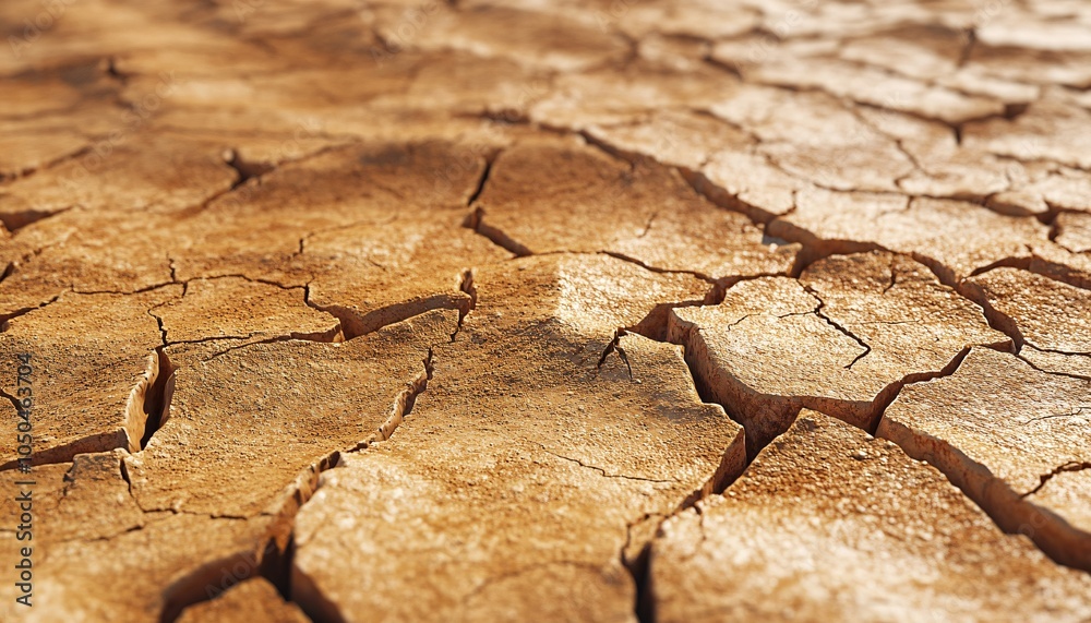 Fototapeta premium Cracked desert ground showcasing intricate textures, perfect for a visually striking background.
