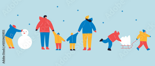 Happy people received presents. Flat cartoon colorful vector illustration. Joyful man and woman celebrate Christmas and hold gifts. Male and Female Characters Prepare for Christmas.	
