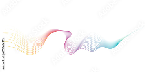 Colorful wave curve lines abstract background with flowing particles. Digital energy waves technology concept. Modern backdrop design for business, presentation, banner.