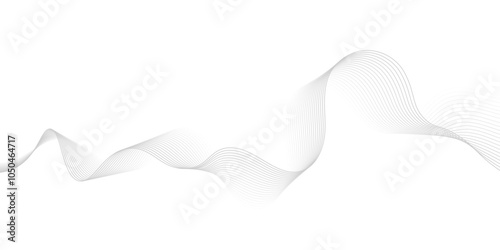 Gray wave curve lines abstract background with flowing particles. Digital energy waves technology concept. Modern backdrop design for business, presentation, banner.