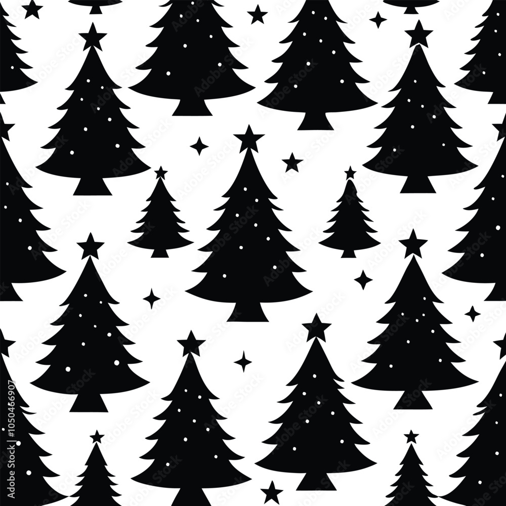 Fototapeta premium Silhouette Christmas tree seamless pattern. Christmas tree background