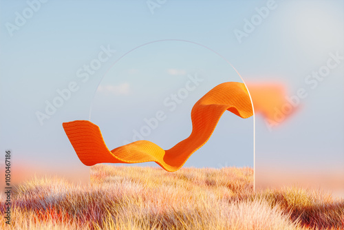Canvas Print Abstract Autumn landscape scene with a podium for product display