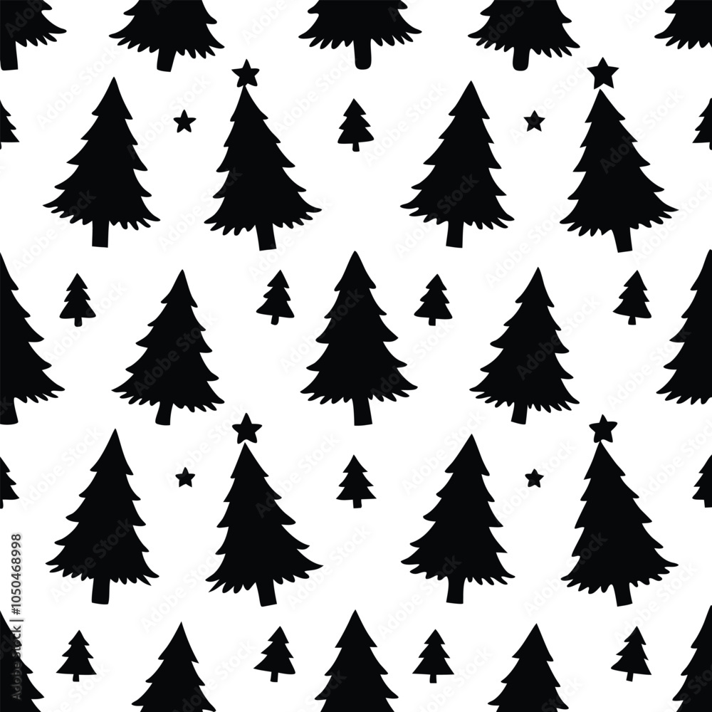 Fototapeta premium Silhouette Christmas tree seamless pattern. Christmas tree background