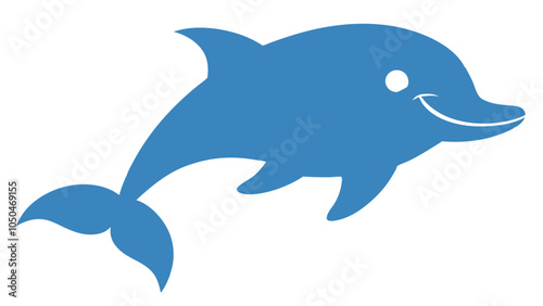 Happy dolphin isolated on transparent background. Vector illustration.