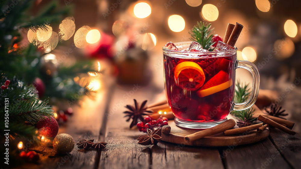 cup of hot mulled wine with ingredients around, shaped canvas cup of hot mulled wine with ingredients around, shaped canvas