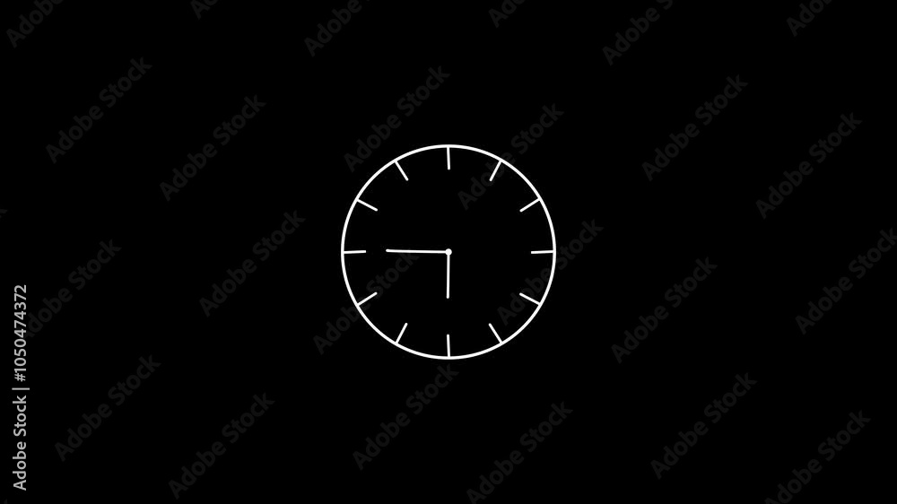clock icon countdown 24 hour day fast speed animation.  animated clock on the black screen.