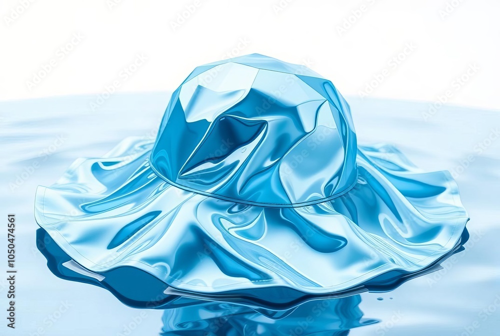 Fototapeta premium Hydrowave A fluid waterproof hat with a shimmering liquid like s