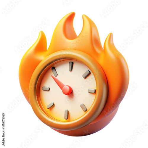 Clock on fire 3d cartoon style illustration