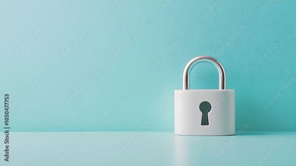 Fototapeta premium Data security concept design for personal privacy, data protection, and cyber security. Padlock with Keyhole icon on blue background.