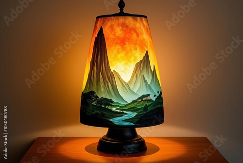 Mythical Landscapes A lamp with mythical landscapes creating a s photo