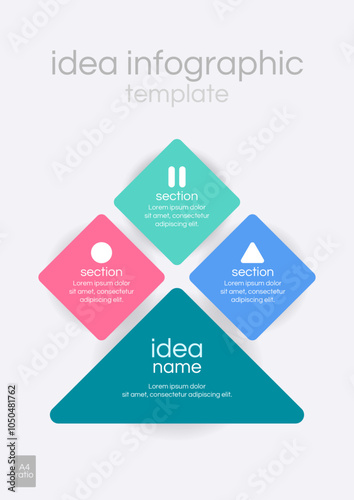 Idea Infographic Template 3 Topics for Business Presentation Pyramid Concept in Vector File	