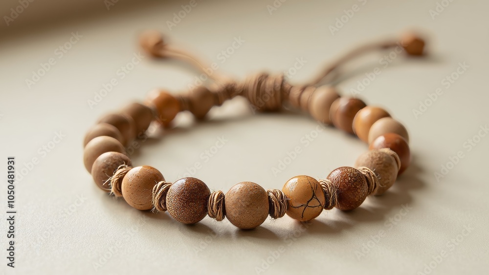 Elegant Hemp Bracelet with Organic Beads on Earthy Background Elegant Hemp Bracelet with Organic Beads on Earthy Background