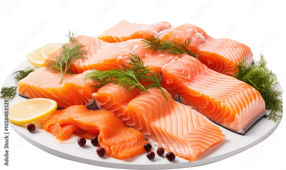 Graved Salmon with Dill on transparent background Graved Salmon with Dill on transparent background