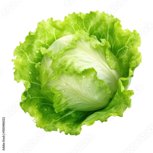 Green Iceberg lettuce on transparent background