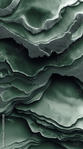 Wallpaper Mural Abstract green layered texture with organic shapes, resembling geological formations or cellular structures with 3D effect, mobile wallpaper or image overlay Torontodigital.ca