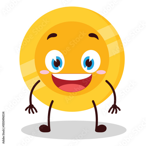 cute happy expression of coin cartoon character