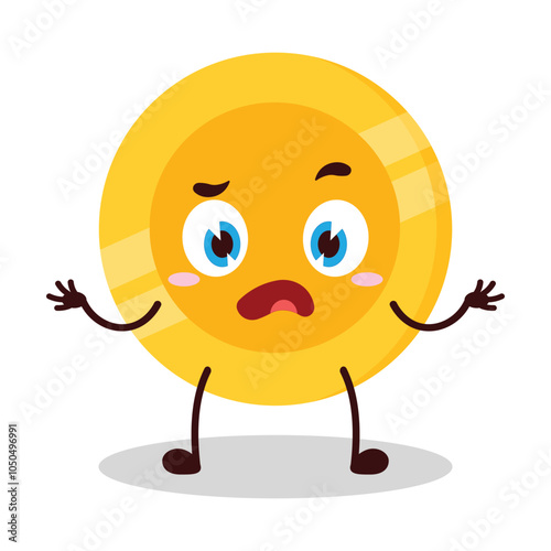 cute don't know expression of coin cartoon character
