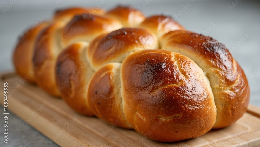 Freshly baked braided challah loaf with golden crust ideal for brunch Freshly baked braided challah loaf with golden crust ideal for brunch