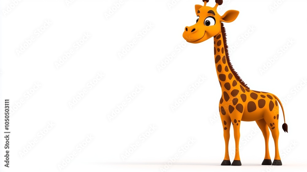 Fototapeta premium Cute Cartoon Giraffe Illustration Isolated White Background