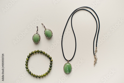 Natural stone jewelry. Jade jewelry. Jade pendant. Jewelry.