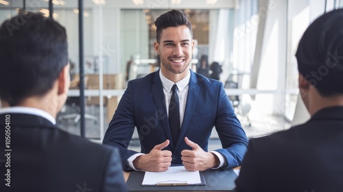 Interview with Confident Candidates in Business Suits - Professional Job Interview Setting with Engaging Body Language