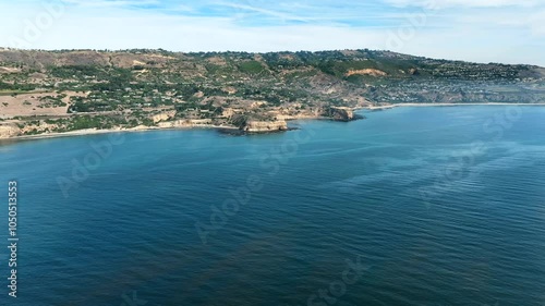 Panning the Coastline of Palos Verdes, California from Drone Over Abalone Bay